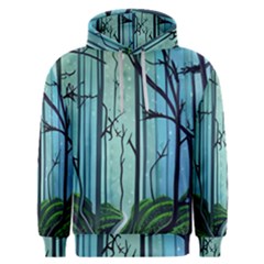 Nature Outdoors Night Trees Scene Forest Woods Light Moonlight Wilderness Stars Men s Overhead Hoodie by Grandong