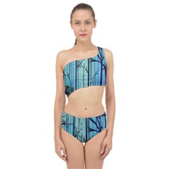 Nature Outdoors Night Trees Scene Forest Woods Light Moonlight Wilderness Stars Spliced Up Two Piece Swimsuit by Grandong