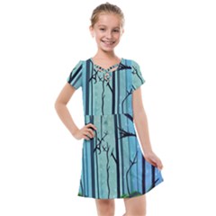 Nature Outdoors Night Trees Scene Forest Woods Light Moonlight Wilderness Stars Kids  Cross Web Dress by Grandong