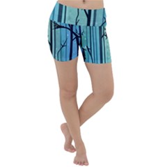 Nature Outdoors Night Trees Scene Forest Woods Light Moonlight Wilderness Stars Lightweight Velour Yoga Shorts by Grandong