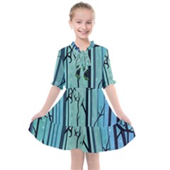 Nature Outdoors Night Trees Scene Forest Woods Light Moonlight Wilderness Stars Kids  All Frills Chiffon Dress by Grandong