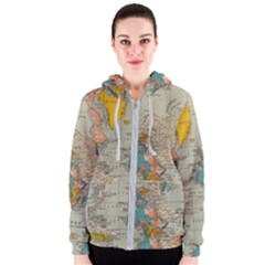 Vintage World Map Women s Zipper Hoodie by Ket1n9