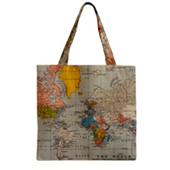 Vintage World Map Zipper Grocery Tote Bag by Ket1n9