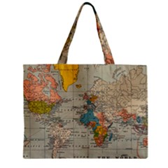 Vintage World Map Zipper Mini Tote Bag by Ket1n9