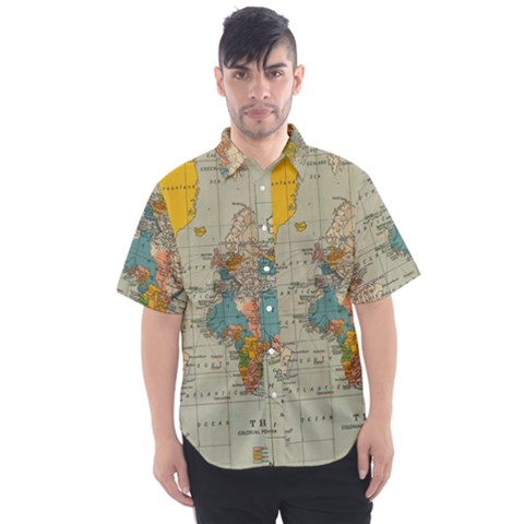 Vintage World Map Men s Short Sleeve Shirt by Ket1n9