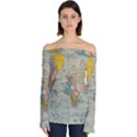 Vintage World Map Off Shoulder Long Sleeve Top View1