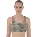 Vintage World Map Back Weave Sports Bra View1