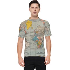 Vintage World Map Men s Short Sleeve Rash Guard by Ket1n9