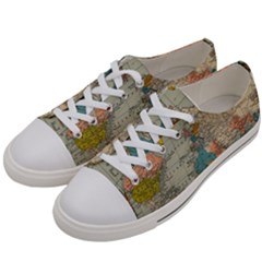 Vintage World Map Women s Low Top Canvas Sneakers by Ket1n9