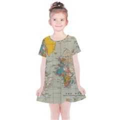 Vintage World Map Kids  Simple Cotton Dress by Ket1n9