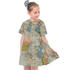 Vintage World Map Kids  Sailor Dress by Ket1n9