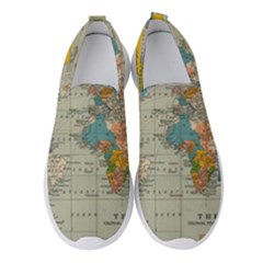 Vintage World Map Women s Slip On Sneakers by Ket1n9