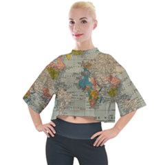 Vintage World Map Mock Neck T-shirt by Ket1n9