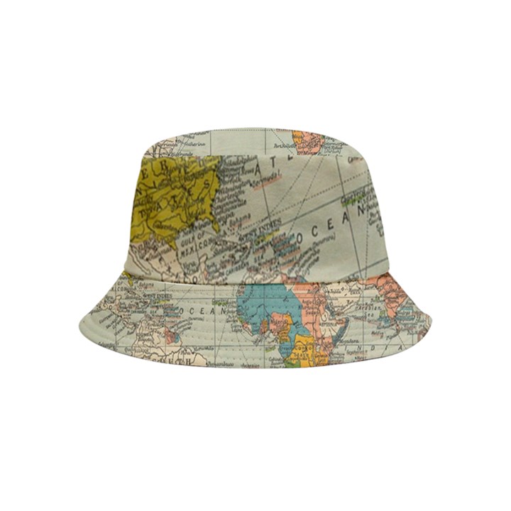 Vintage World Map Bucket Hat (Kids)