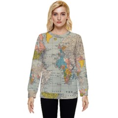 Vintage World Map Hidden Pocket Sweatshirt by Ket1n9