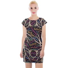 Mental Human Experience Mindset Pattern Cap Sleeve Bodycon Dress by Paksenen