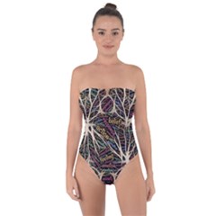 Mental Human Experience Mindset Pattern Tie Back One Piece Swimsuit by Paksenen