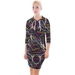 Mental Human Experience Mindset Pattern Quarter Sleeve Hood Bodycon Dress by Paksenen