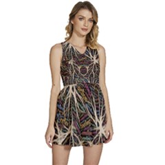 Mental Human Experience Mindset Pattern Sleeveless High Waist Mini Dress