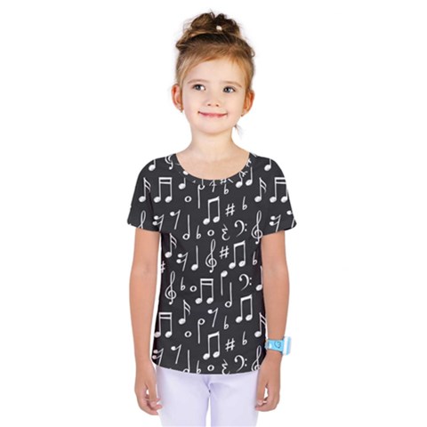 Chalk Music Notes Signs Seamless Pattern Kids  One Piece T-shirt by Ravend