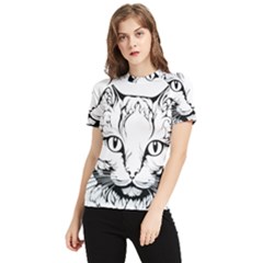 Cat - Artistic Paper Cut Women s Short Sleeve Rash Guard by 2607694c