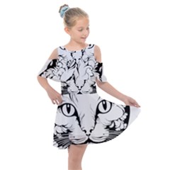 Cat - Artistic Paper Cut Kids  Shoulder Cutout Chiffon Dress by 2607694c