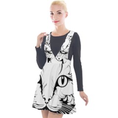 Cat - Artistic Paper Cut Plunge Pinafore Velour Dress by 2607694c