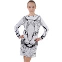 Cat - Artistic Paper Cut Long Sleeve Hoodie Dress View1