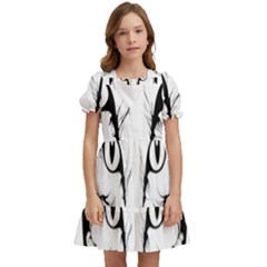 Cat - Artistic Paper Cut Kids  Puff Sleeved Dress by 2607694c