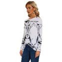 Cat - Artistic Paper Cut Long Sleeve Crew Neck Pullover Top View2