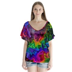 Pride Marble V-neck Flutter Sleeve Top by MRNStudios