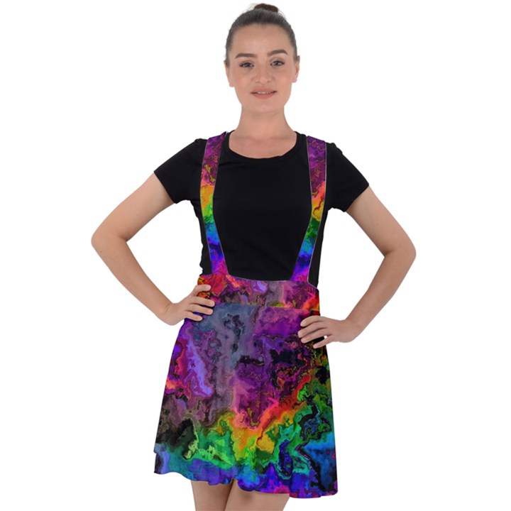 Pride Marble Velvet Suspender Skater Skirt