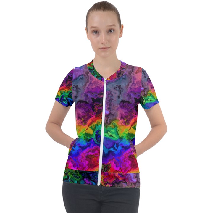 Pride Marble Short Sleeve Zip Up Jacket