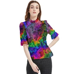 Pride Marble Frill Neck Blouse