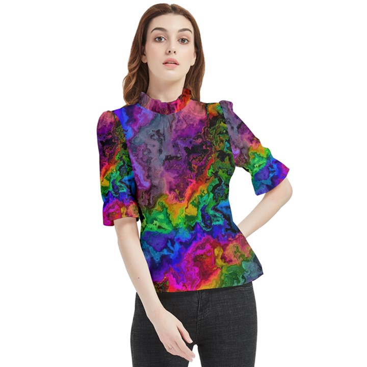 Pride Marble Frill Neck Blouse