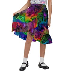 Pride Marble Kids  Ruffle Flared Wrap Midi Skirt by MRNStudios