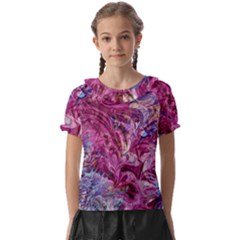 Fuchsia Blend Kids  Frill Chiffon Blouse by kaleidomarblingart