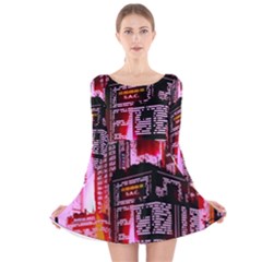 Cybercity Long Sleeve Velvet Skater Dress