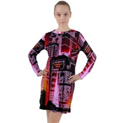 Cybercity Long Sleeve Hoodie Dress