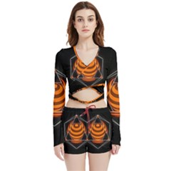 Geometry Velvet Wrap Crop Top And Shorts Set by Sparkle