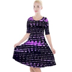 Purplestars Quarter Sleeve A-line Dress With Pockets by Sparkle