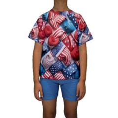 Us Presidential Election Colorful Vibrant Pattern Design  Kids  Short Sleeve Swimwear