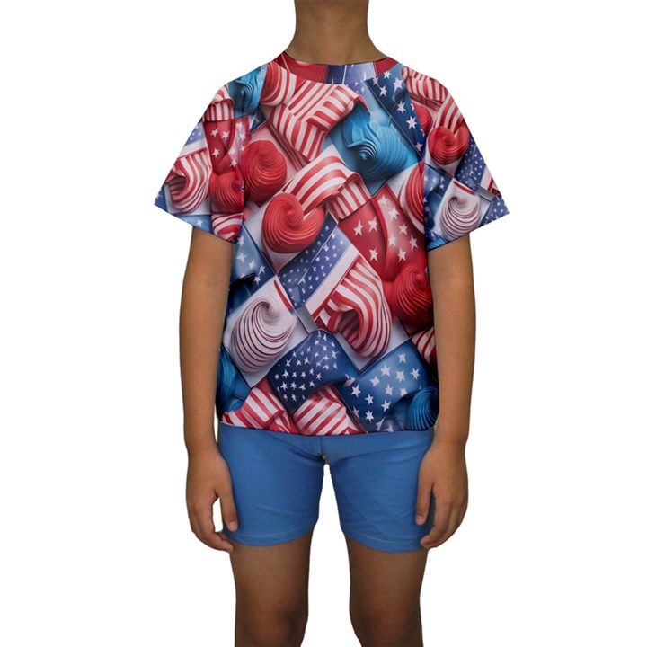 Us presidential election colorful vibrant pattern design  Kids  Short Sleeve Swimwear