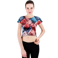 Us Presidential Election Colorful Vibrant Pattern Design  Crew Neck Crop Top by dflcprintsclothing