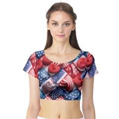 Us Presidential Election Colorful Vibrant Pattern Design  Short Sleeve Crop Top