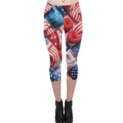 Us Presidential Election Colorful Vibrant Pattern Design  Capri Leggings 