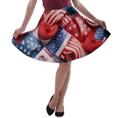 Us Presidential Election Colorful Vibrant Pattern Design  A-line Skater Skirt by dflcprintsclothing