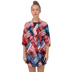 Us Presidential Election Colorful Vibrant Pattern Design  Half Sleeve Chiffon Kimono