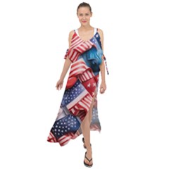 Us Presidential Election Colorful Vibrant Pattern Design  Maxi Chiffon Cover Up Dress