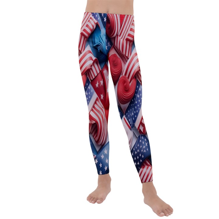 Us presidential election colorful vibrant pattern design  Kids  Lightweight Velour Leggings